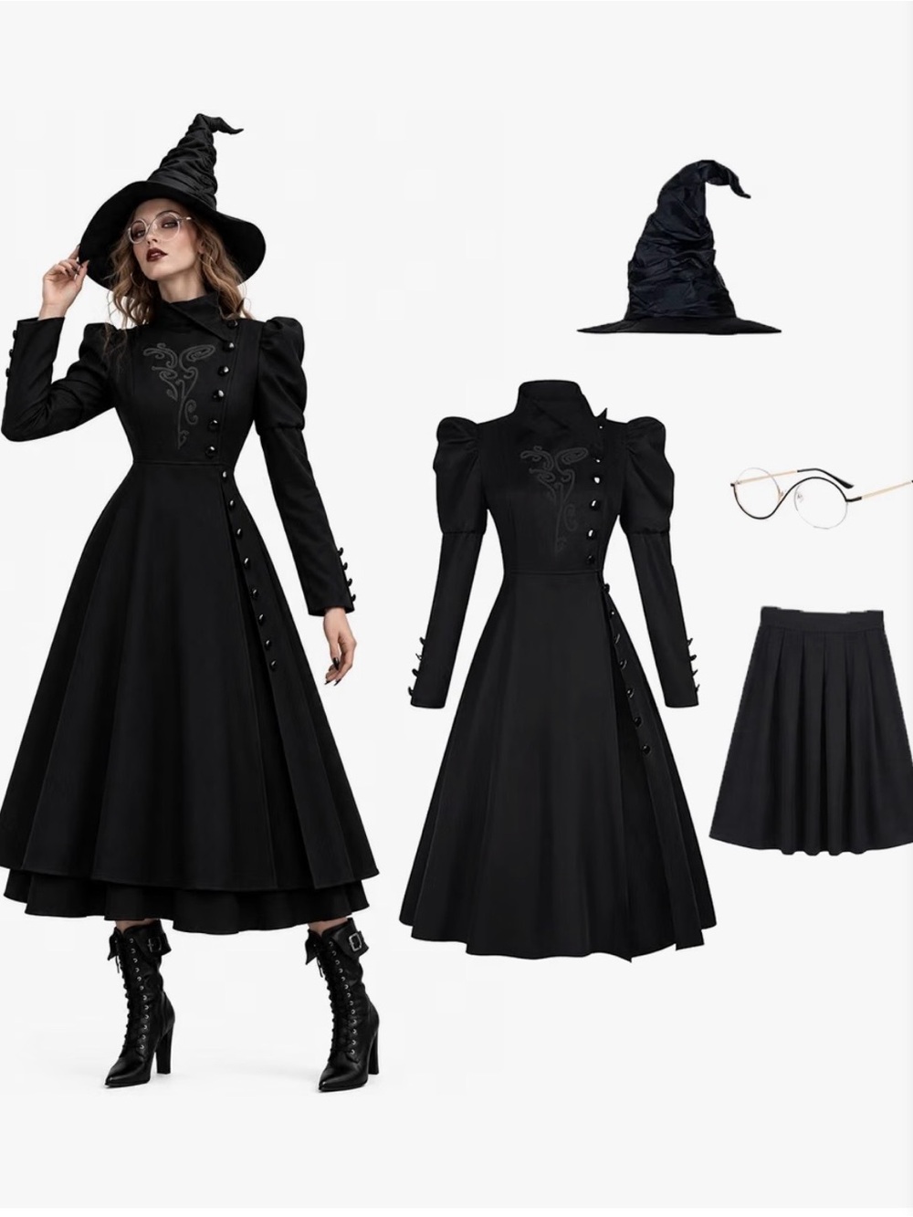 Elphaba Witch Costume with Puff Sleeves
